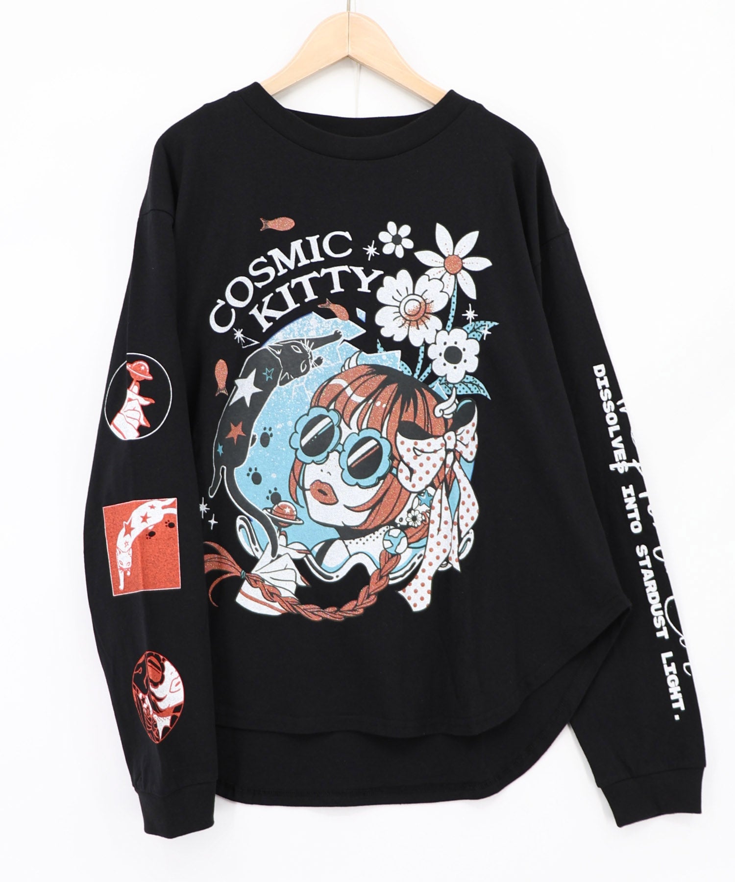 163715：惑星ガールと宇宙ネコ柄Tシャツの通販-ScoLar