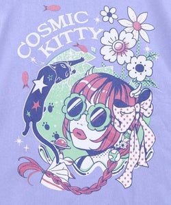 惑星ガールと宇宙ネコ柄Tシャツ-20