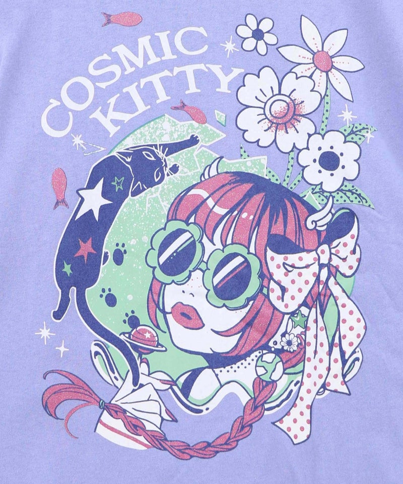 惑星ガールと宇宙ネコ柄Tシャツ-20