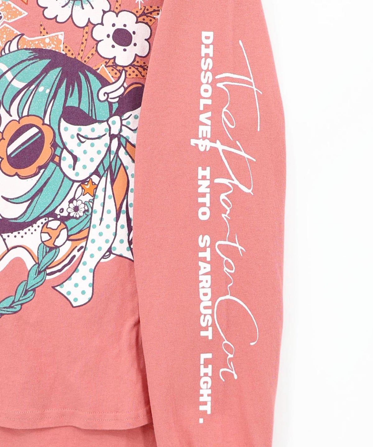 惑星ガールと宇宙ネコ柄Tシャツ-24