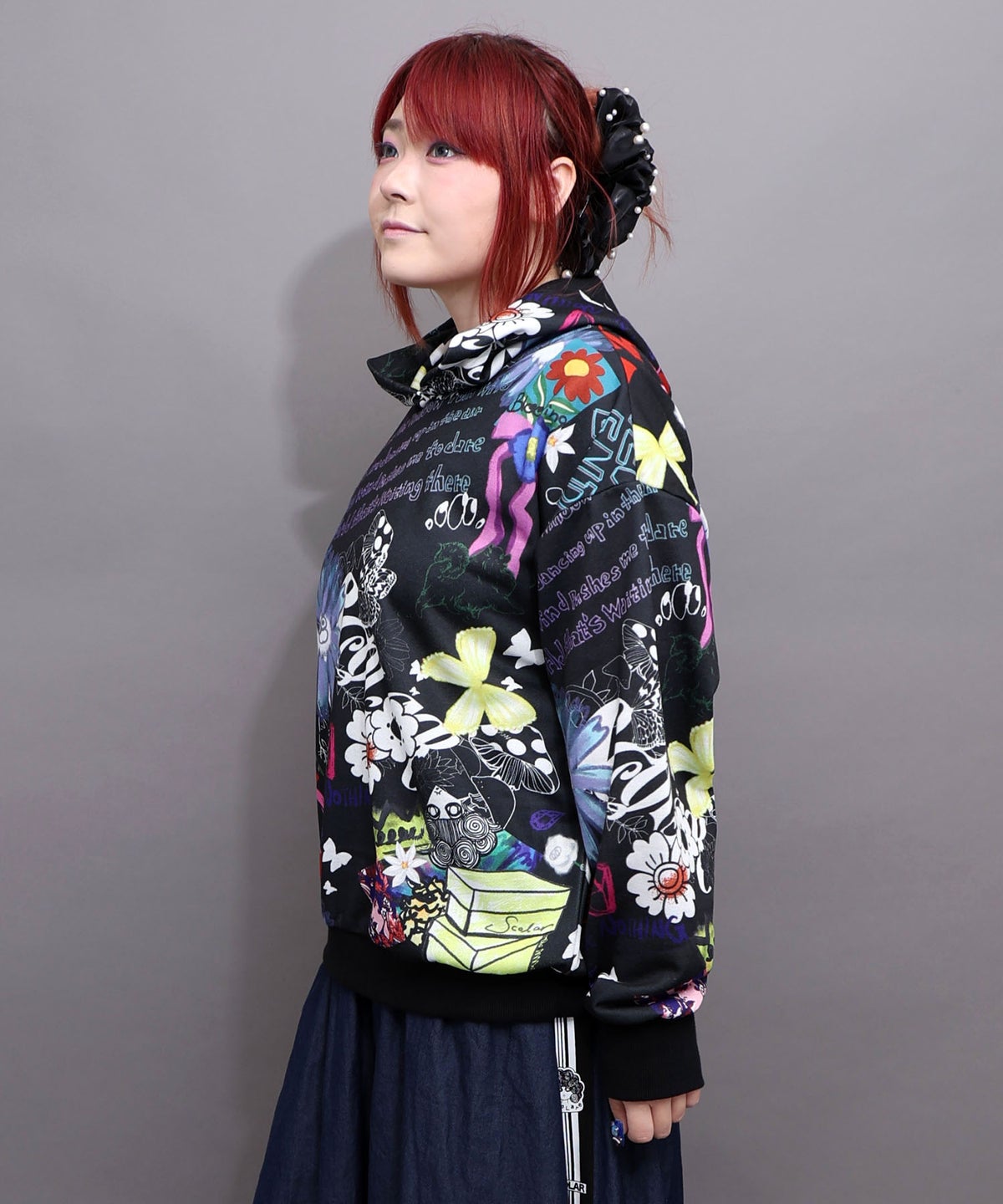 スカラーPOP総柄 フード付きパーカー-6