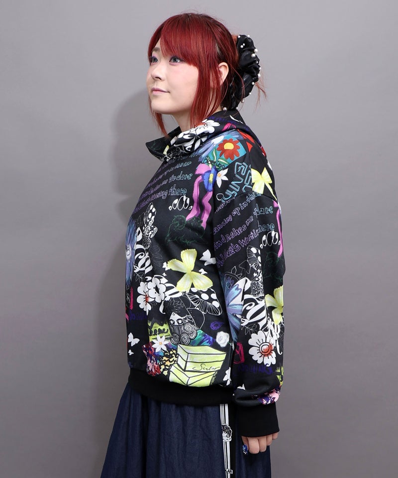 スカラーPOP総柄 フード付きパーカー-6