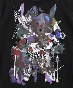 レトロ×モダンコラージュ柄 ニット切替プルオーバー-12