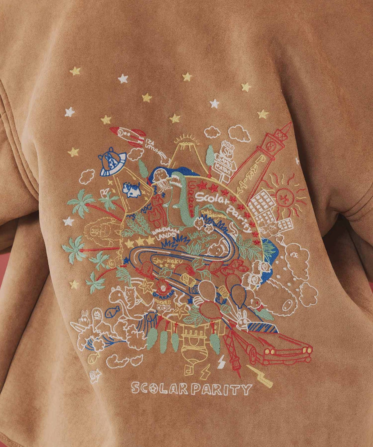 Parityキャラ刺繍 フェイクムートンブルゾン-3