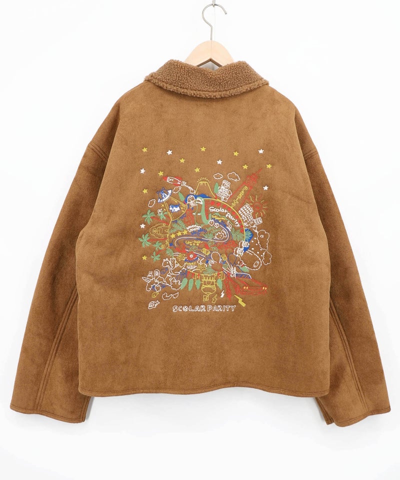 Parityキャラ刺繍 フェイクムートンブルゾン-14