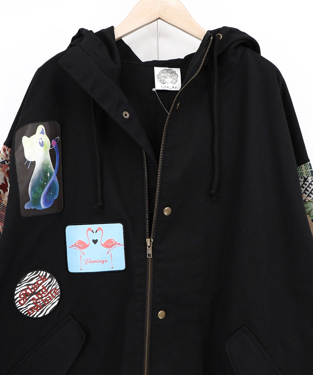 ゴブラン切替 アップリケ刺繍コート-18