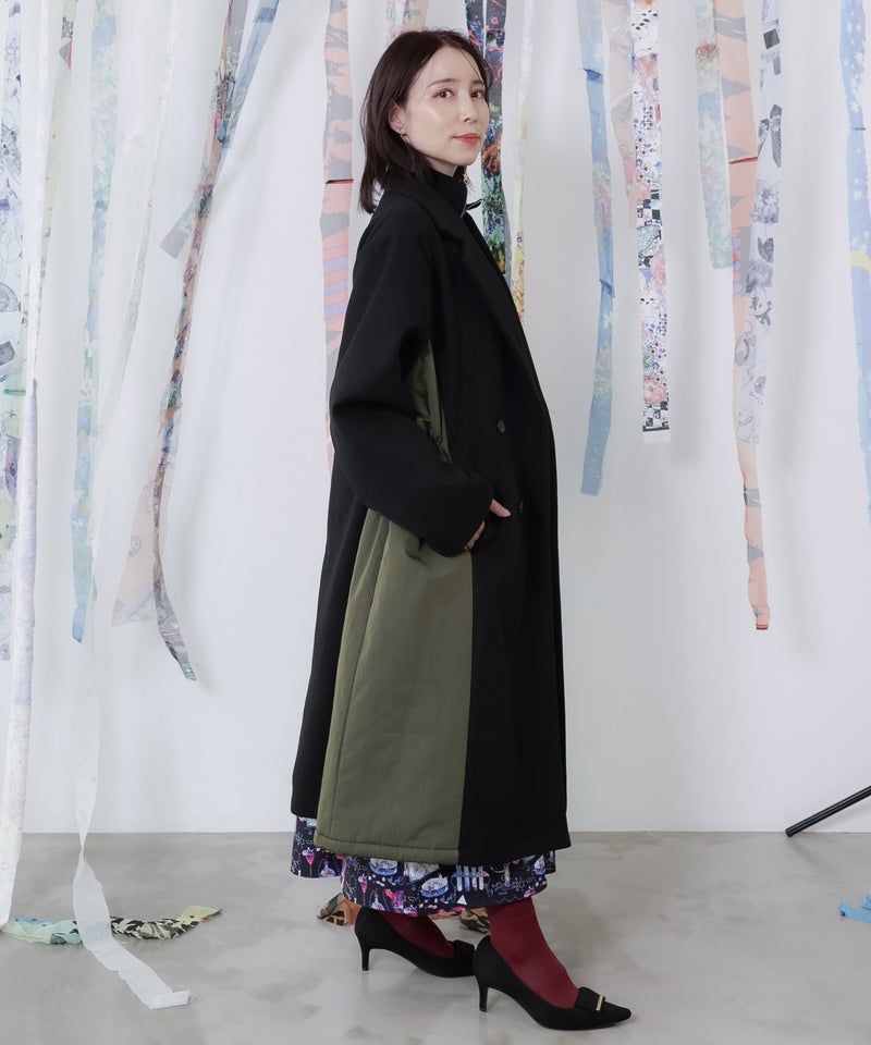 楽器刺繍柄 ナイロン切替メルトンコート-4
