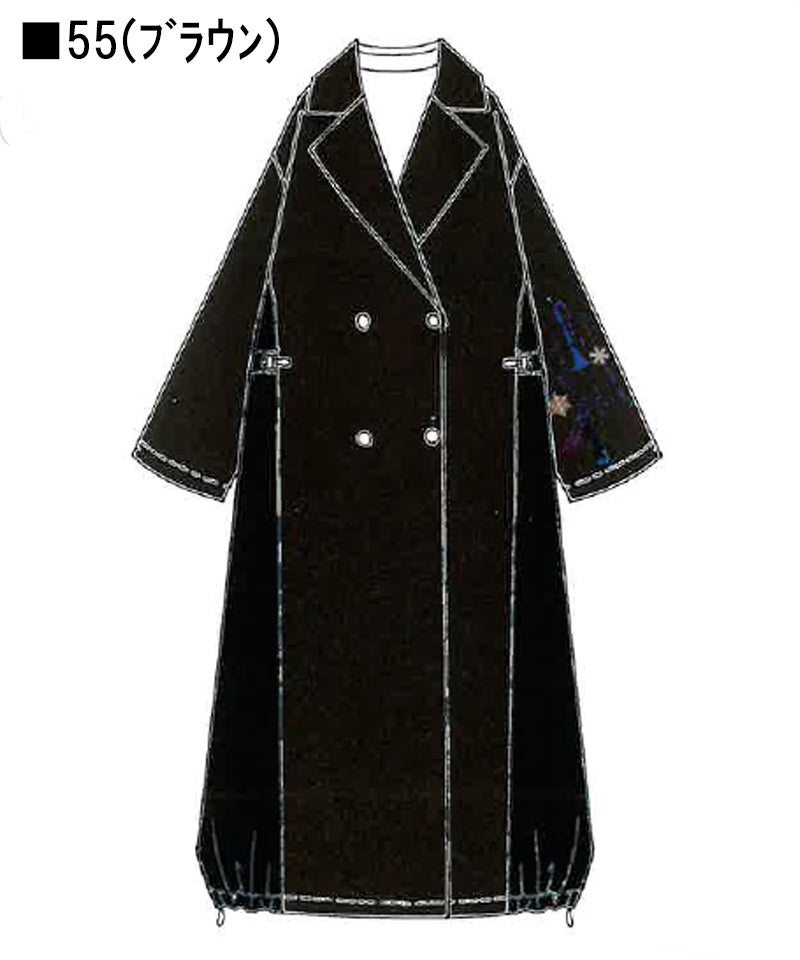 楽器刺繍柄 ナイロン切替メルトンコート-11