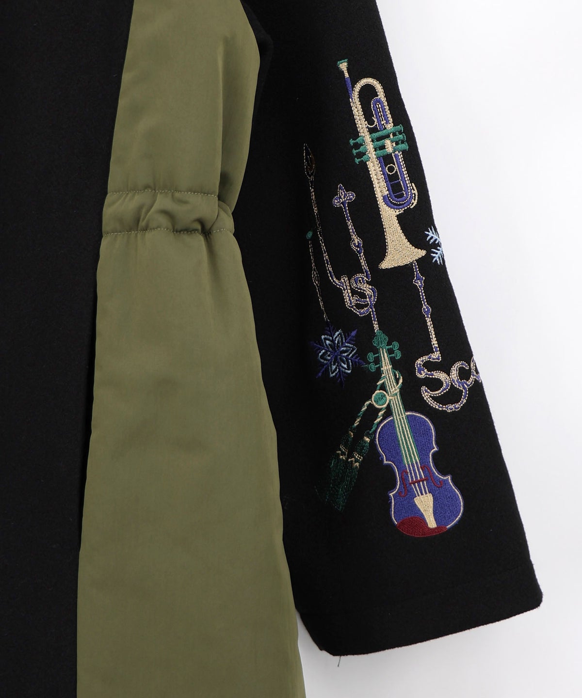 楽器刺繍柄 ナイロン切替メルトンコート-16