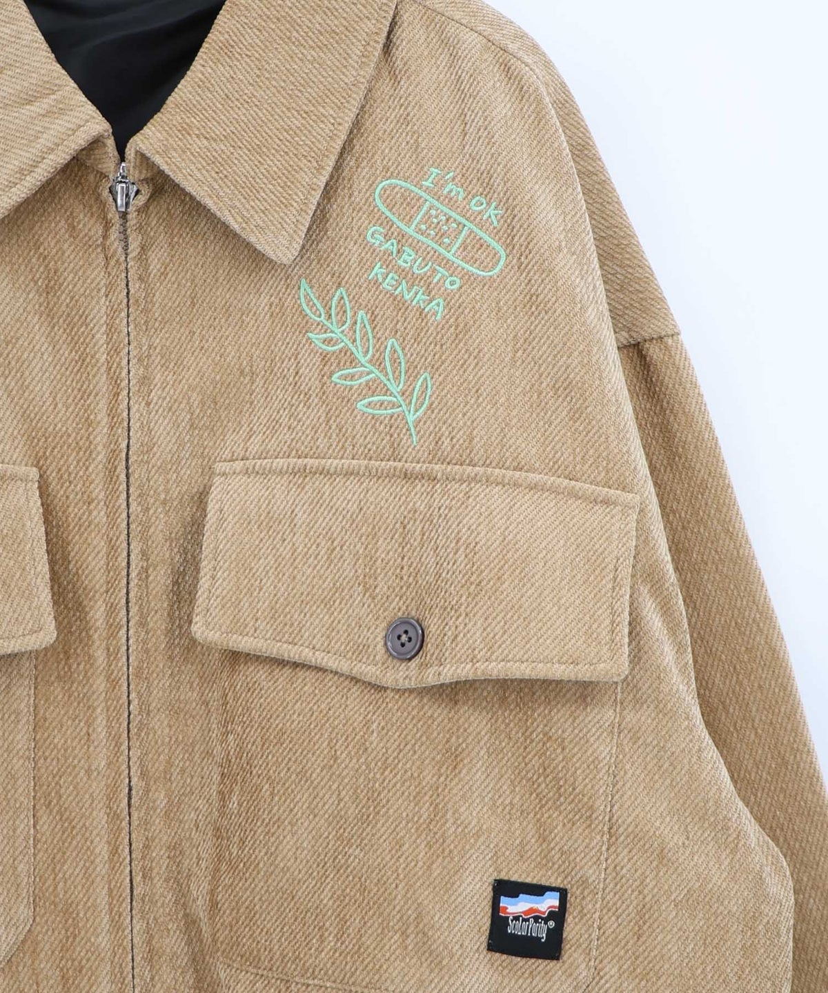 ボアorカットカルゼ キャラ刺繍ジップブルゾン-22