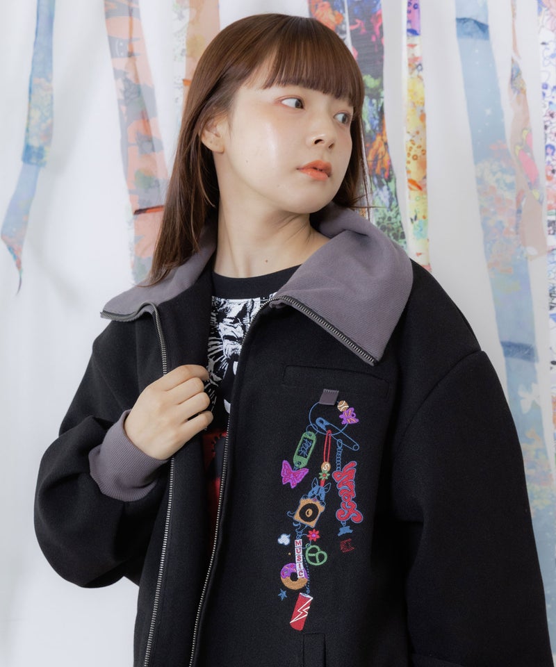キーボルダーじゃら付け刺繍 メルトンコート-1