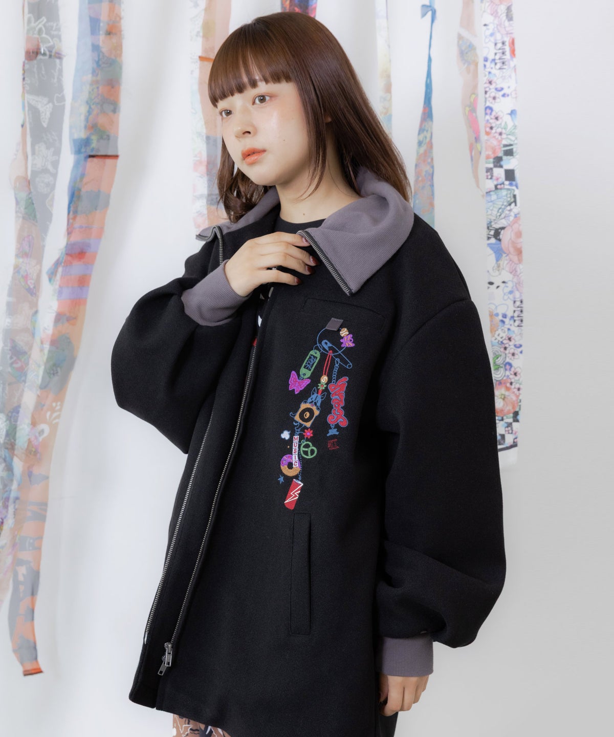 キーボルダーじゃら付け刺繍 メルトンコート-4