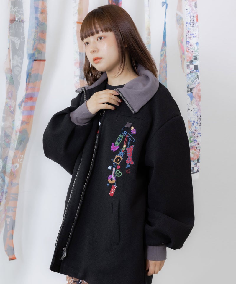 キーボルダーじゃら付け刺繍 メルトンコート-4