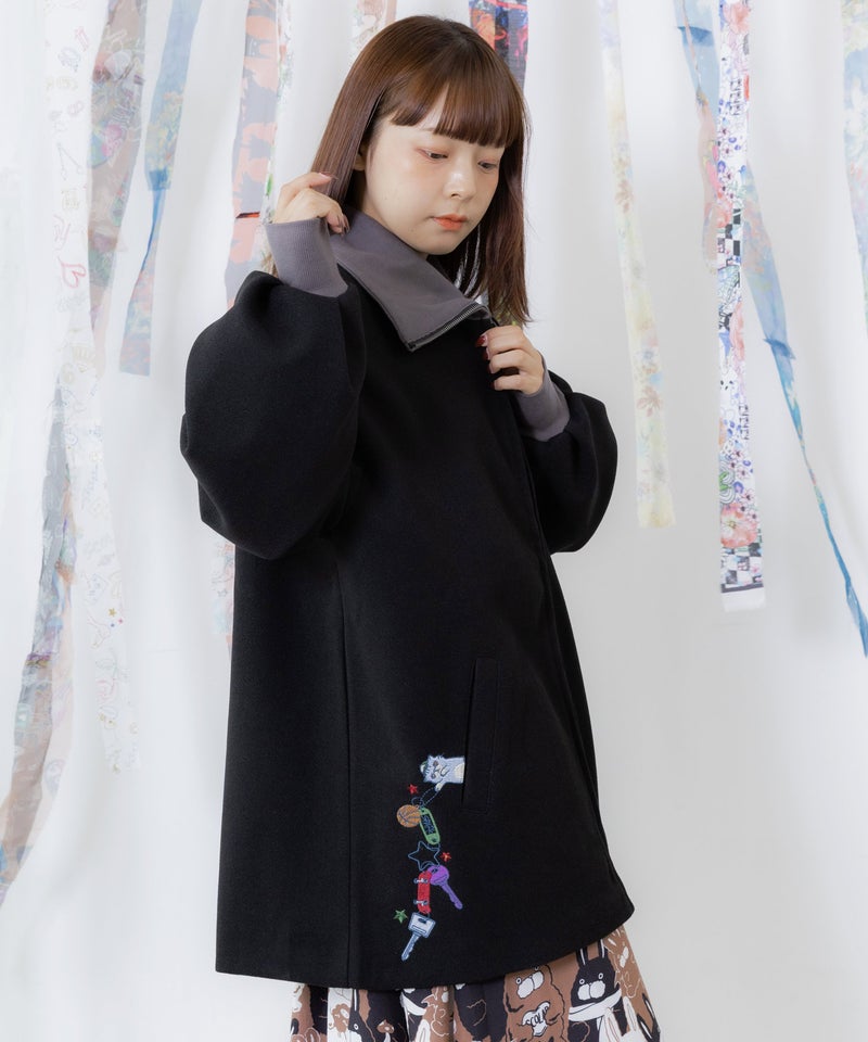 キーボルダーじゃら付け刺繍 メルトンコート-5