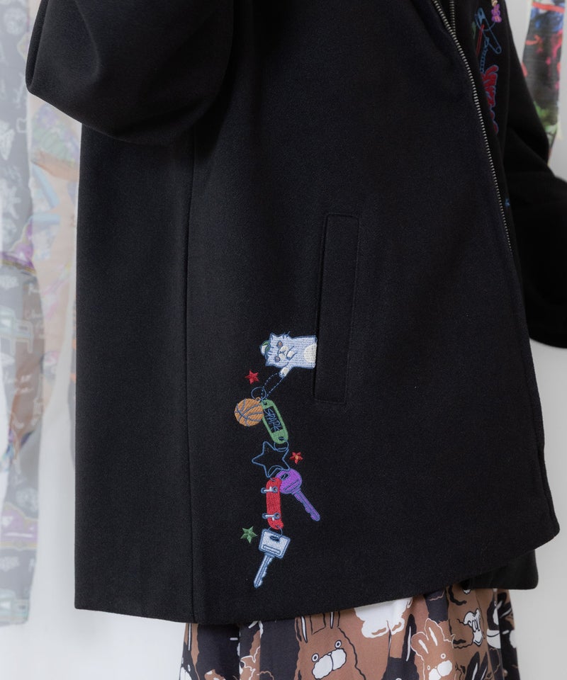 キーボルダーじゃら付け刺繍 メルトンコート-7
