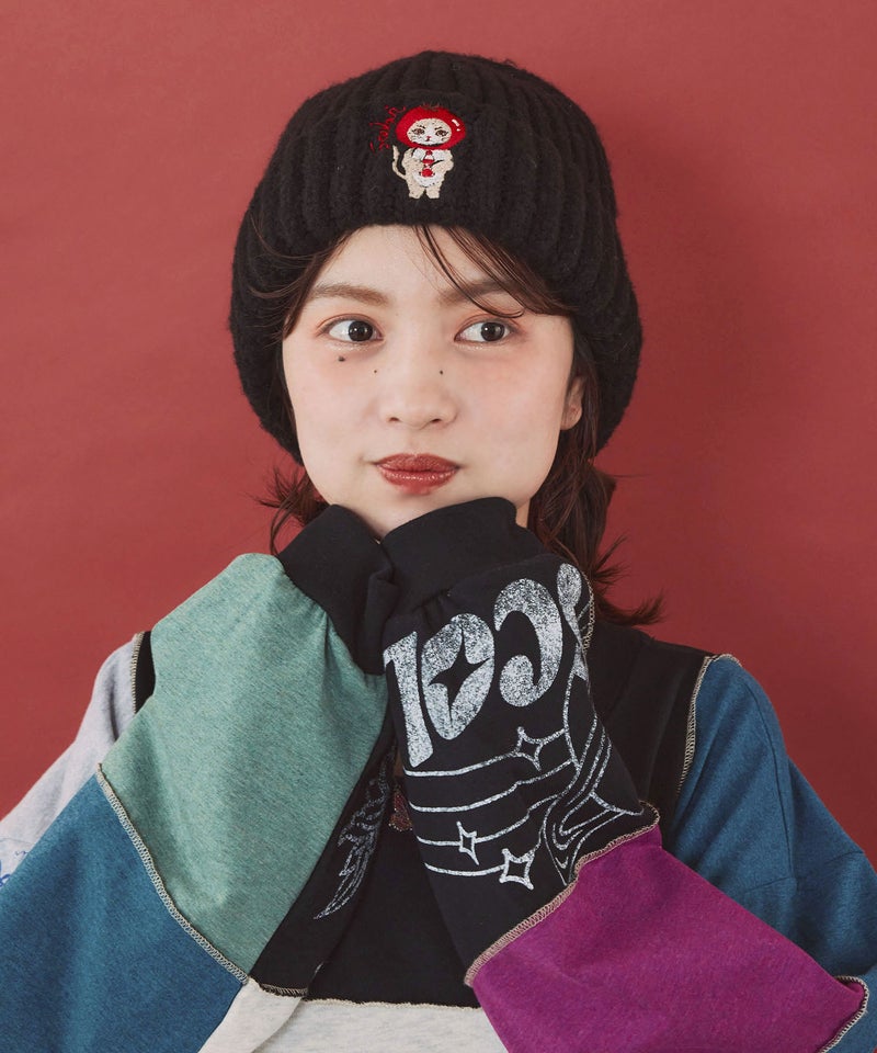 トマトにゃんこ刺繍 ニット帽-2