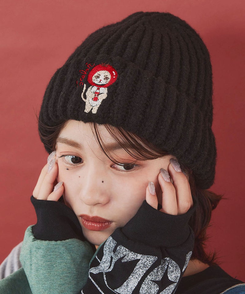トマトにゃんこ刺繍 ニット帽-4