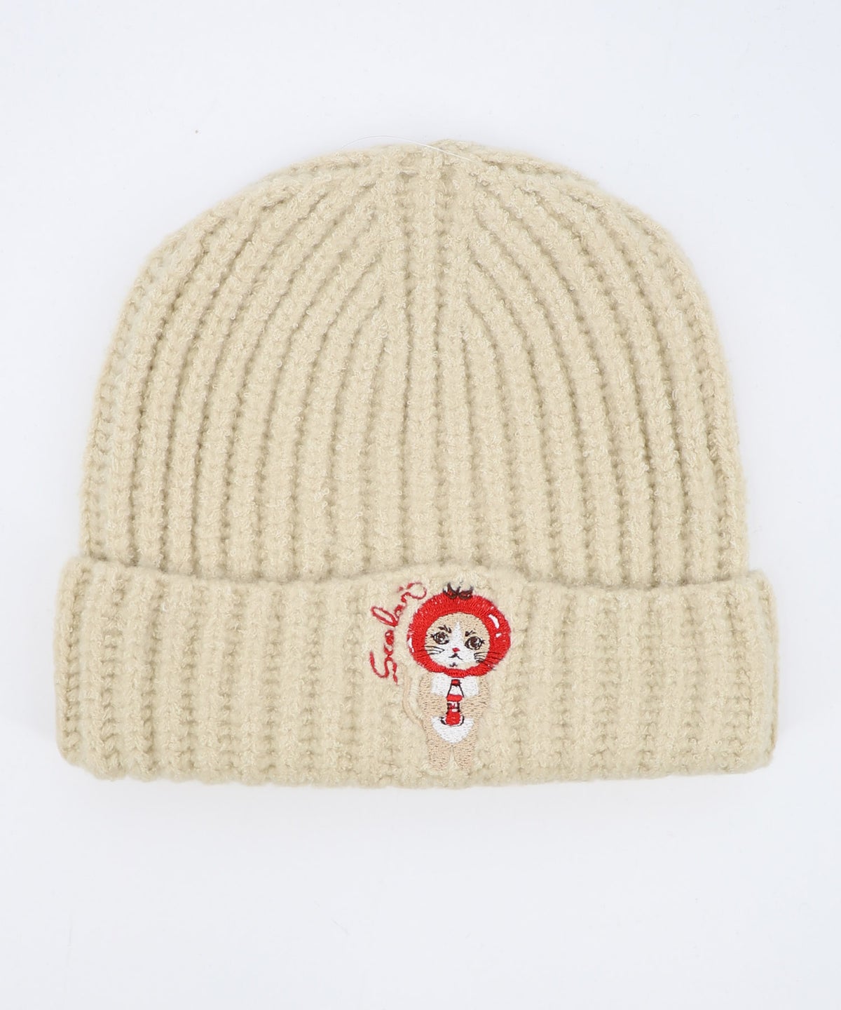 トマトにゃんこ刺繍 ニット帽-5