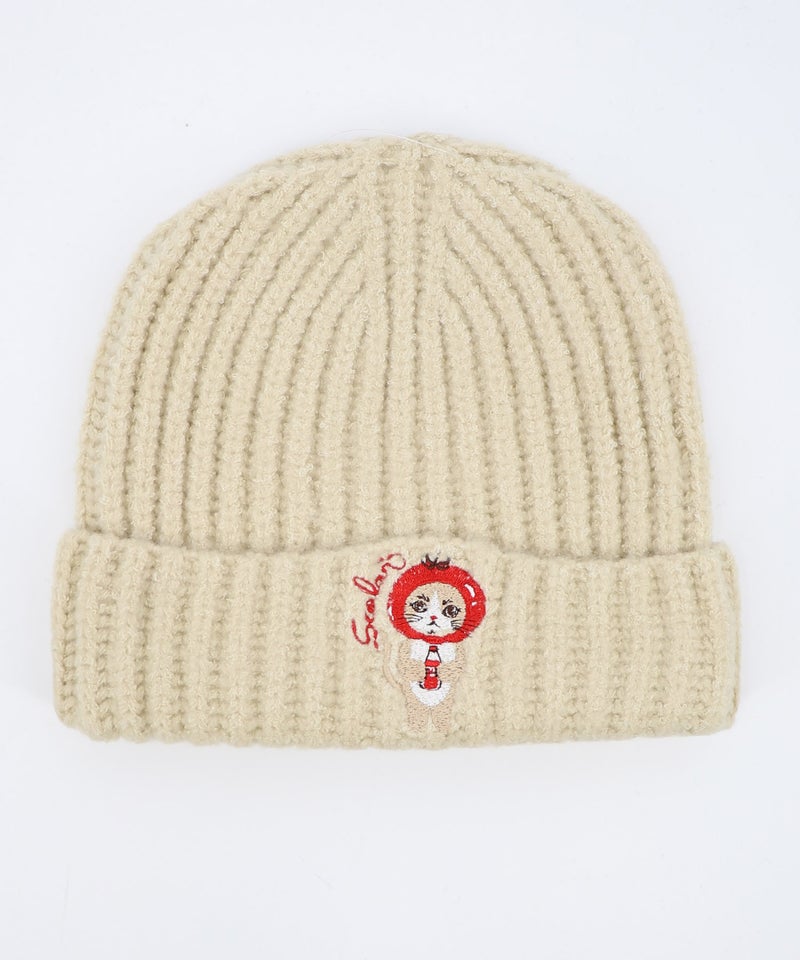 トマトにゃんこ刺繍 ニット帽-5