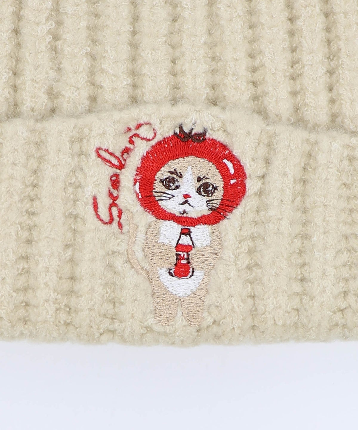 トマトにゃんこ刺繍 ニット帽-6