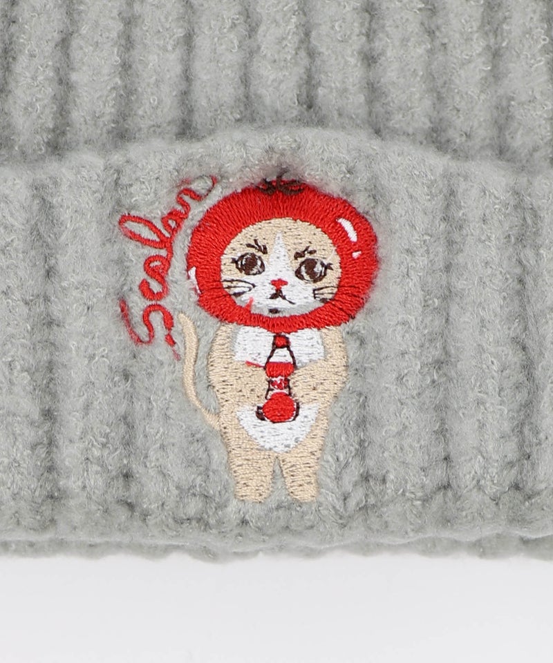 トマトにゃんこ刺繍 ニット帽-8