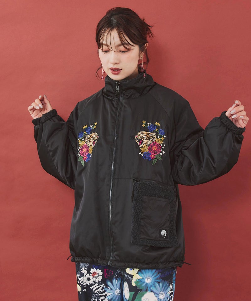 ポシェット付き POPアップリケ刺繍ジャケット-1