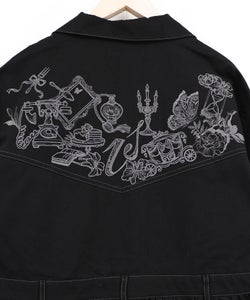 デニムorツイル チュール重ね刺繍シャツワンピース-14