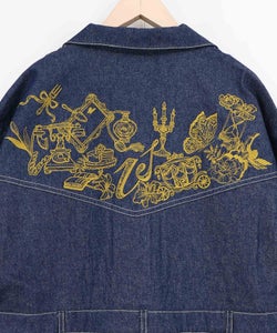 デニムorツイル チュール重ね刺繍シャツワンピース-17