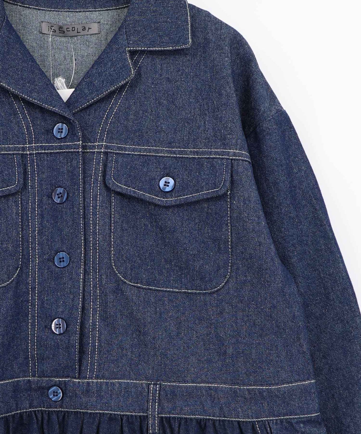 デニムorツイル チュール重ね刺繍シャツワンピース-22