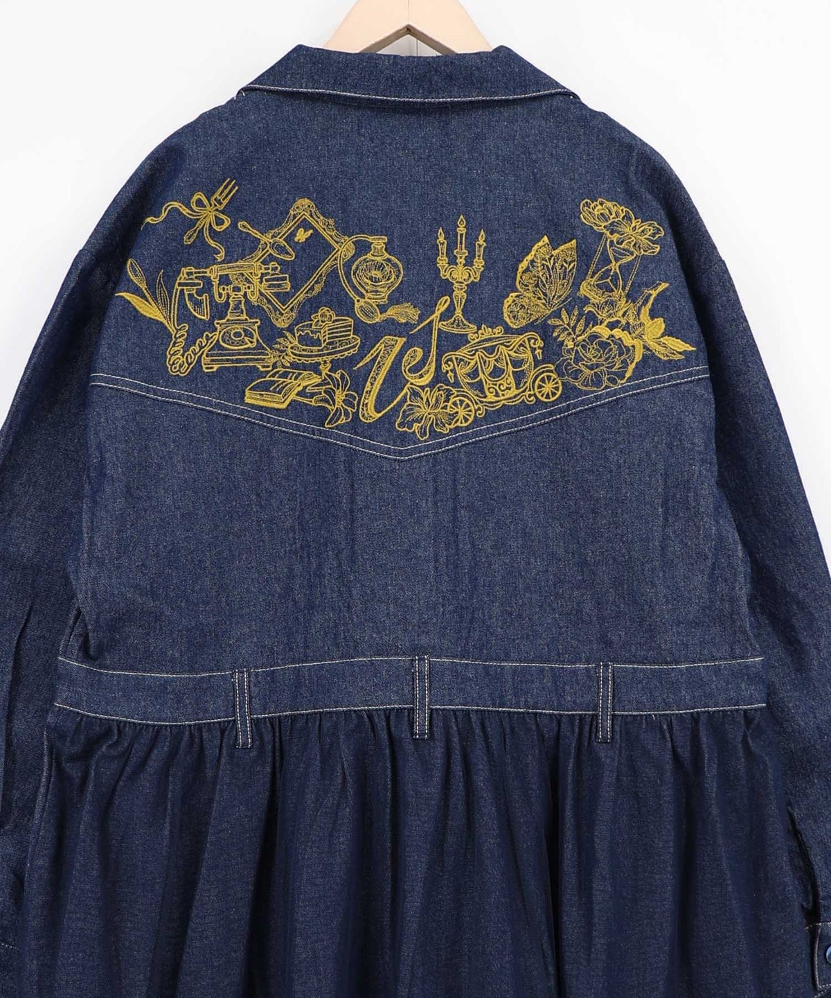 デニムorツイル チュール重ね刺繍シャツワンピース-27