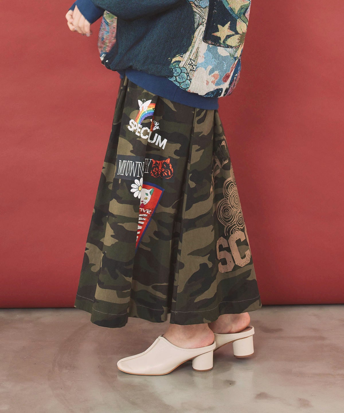 ストライプorデニムor迷彩 POPロゴスカート-4
