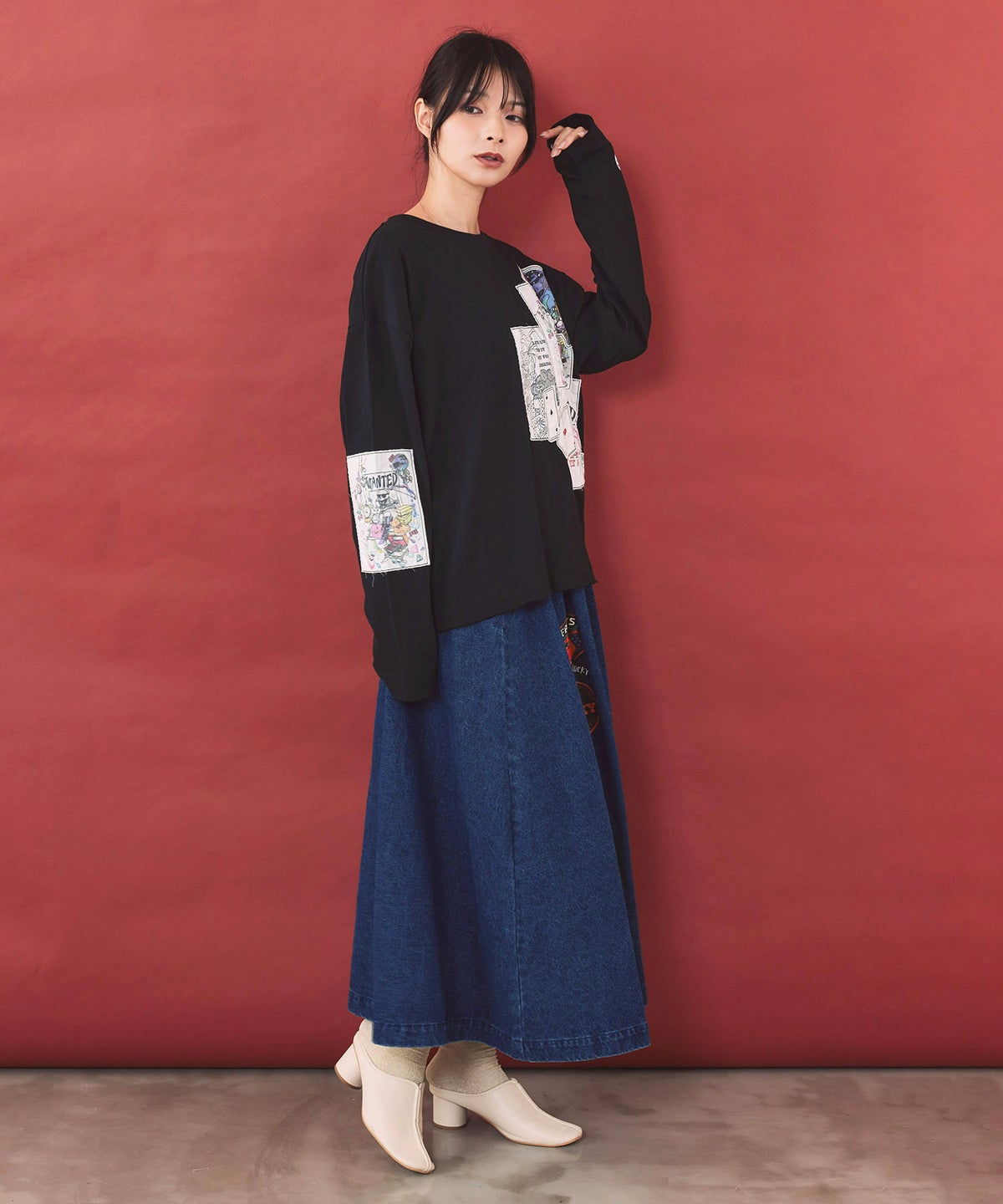 ストライプorデニムor迷彩 POPロゴスカート-12