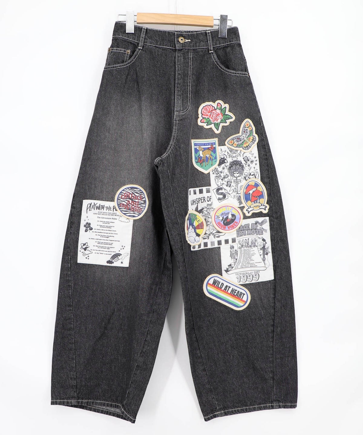 アップリケ刺繍デニムパンツ-9