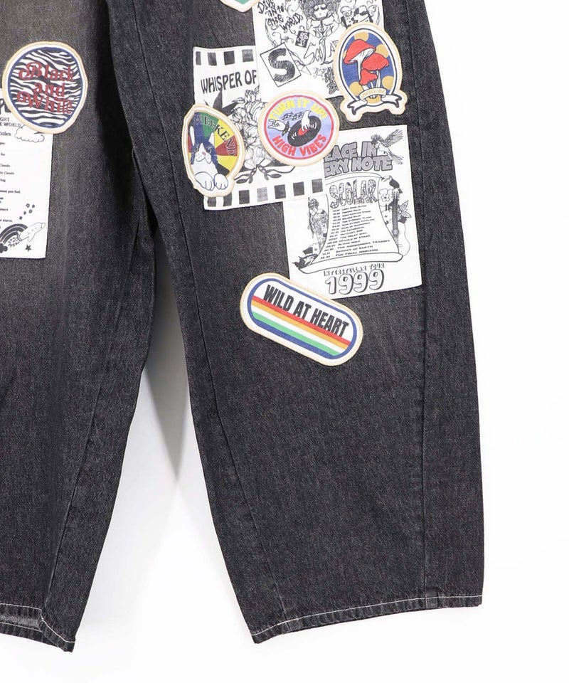 アップリケ刺繍デニムパンツ-18
