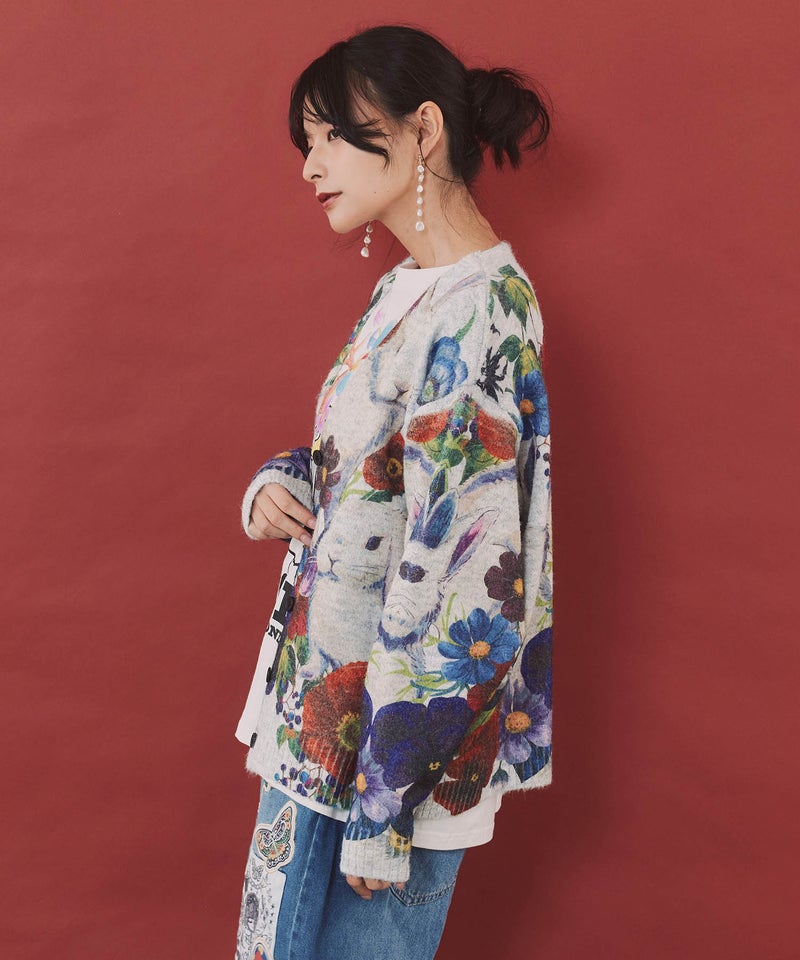 ウサギ柄ニットカーディガン-6