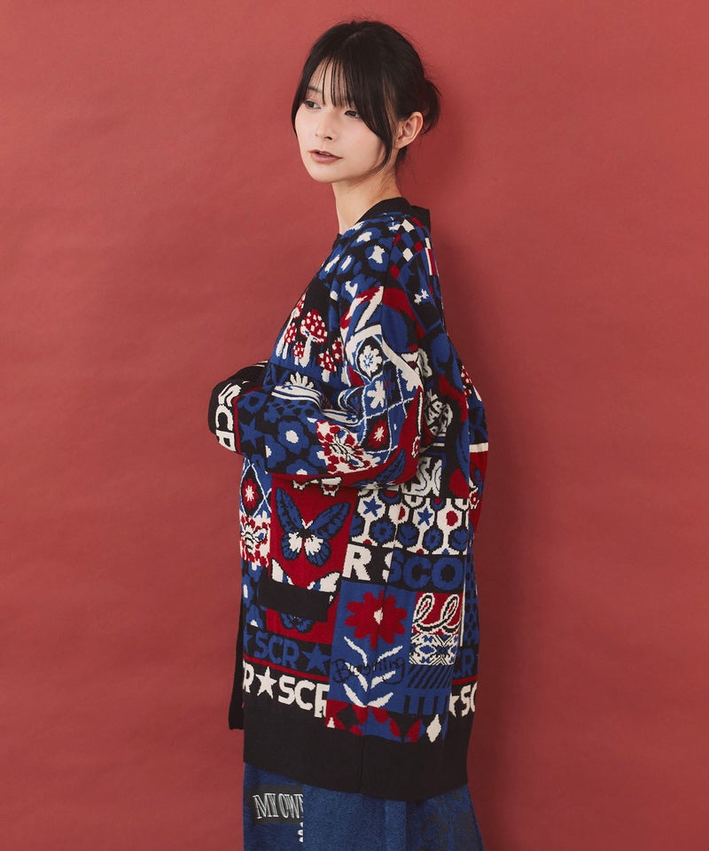 ジャガードニットロングカーディガン-4